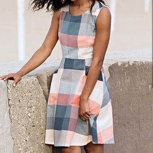 Mata Traders Picnic dress n pink and gray/blue gingham. Size: S